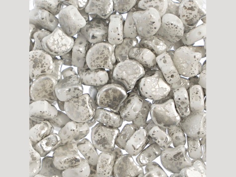 John Bead 7.5mm White Silver Splash Color Czech Glass Ginkgo Leaf Beads 50 Grams