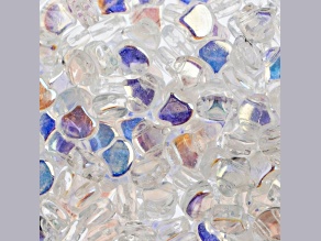 John Bead 7.5mm Crystal AB Color Czech Glass Ginkgo Leaf Beads 50 Grams