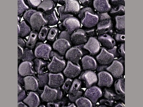 John Bead 7.5mm Metallic Suede Dark Purple Color Czech Glass Ginkgo Leaf Beads 50 Grams