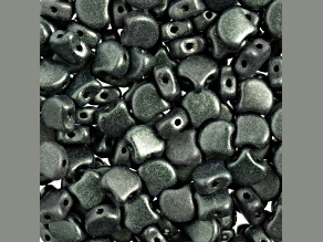 John Bead 7.5mm Metallic Suede Dark Forest Color Czech Glass Ginkgo Leaf Beads 50 Grams