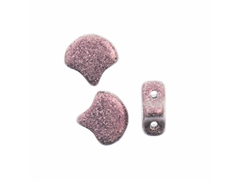 John Bead 7.5mm Metallic Suede Pink Color Czech Glass Ginkgo Leaf Beads 50 Grams