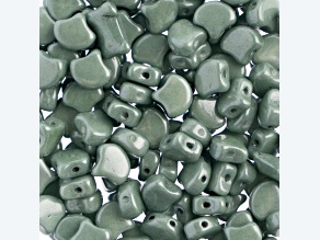 John Bead 7.5mm White Green Luster Color Czech Glass Ginkgo Leaf Beads 50 Grams