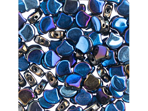 John Bead 7.5mm Jet Azuro Color Czech Glass Ginkgo Leaf Beads 50 Grams