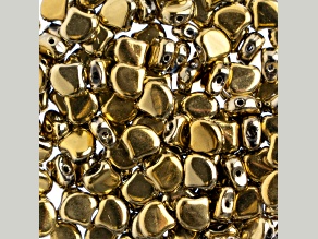 John Bead 7.5mm Polished Brass Color Czech Glass Ginkgo Leaf Beads 50 Grams