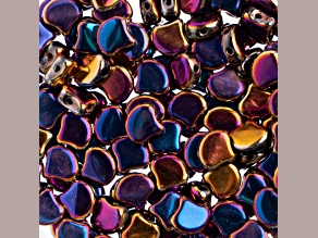 John Bead 7.5mm Jet Sliperit Color Czech Glass Ginkgo Leaf Beads 50 Grams
