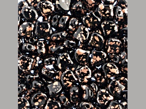 John Bead 7.5mm Jet Copper Splash Color Czech Glass Ginkgo Leaf Beads 50 Grams