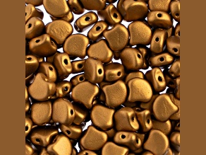 John Bead 7.5mm Metallic Antique Gold Matte Color Czech Glass Ginkgo Leaf Beads 50 Grams