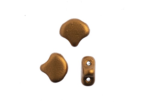 John Bead 7.5mm Metallic Antique Gold Matte Color Czech Glass Ginkgo Leaf Beads 50 Grams