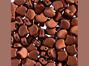 John Bead 7.5mm Metallic Dark Copper Matte Color Czech Glass Ginkgo Leaf Beads 50 Grams