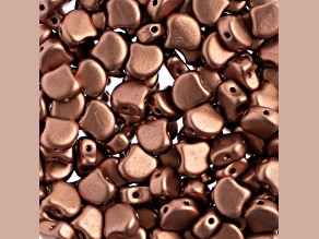 John Bead 7.5mm Metallic Bronze Copper Matte Color Czech Glass Ginkgo Leaf Beads 50 Grams