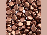 John Bead 7.5mm Metallic Bronze Copper Matte Color Czech Glass Ginkgo Leaf Beads 50 Grams