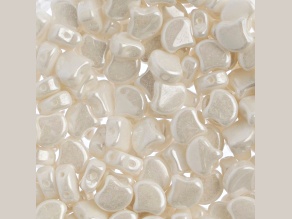 John Bead 7.5mm White Luster Color Czech Glass Ginkgo Leaf Beads 50 Grams