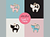 10-Piece Sweet & Petite White Kitty Cat Small Gold Tone Enamel Charms