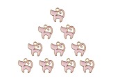 10-Piece Sweet & Petite Pink Kitty Cat Small Gold Tone Enamel Charms