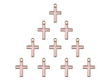 10-Piece Sweet & Petite Pink Cross Small Gold Tone Enamel Charms