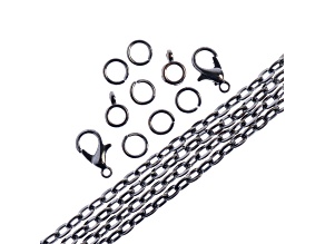 John Bead 3x4mm Gunmetal Color Metal 36in Oval Cable Chain & Jewelry Making Findings Set