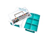 Joy Filled Storage 3 Stackable Clear Plastic Storage Containers with Turquoise Handles (10x7x2.5in)