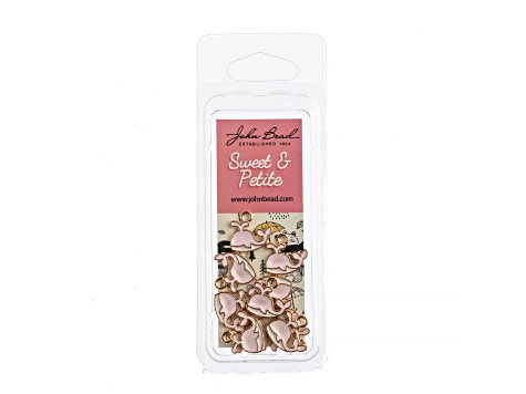 10-Piece Sweet & Petite Pink Whale Small Gold Tone Enamel Charms