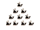 10-Piece Sweet & Petite Black Whale Small Gold Tone Enamel Charms