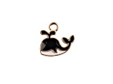 10-Piece Sweet & Petite Black Whale Small Gold Tone Enamel Charms