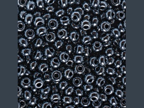 Czech Glass 6/0 Seed Beads Gunmetal Black 23 Gram Vial