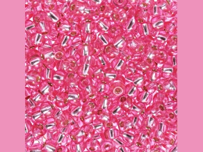 Czech Glass 6/0 Seed Beads Silver Lined Hot Pink 23 Gram Vial