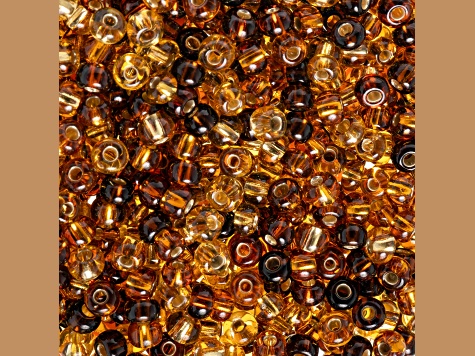 Czech Glass 6/0 Seed Beads Silver Lined Topaz Color Mix 23 Gram Vial