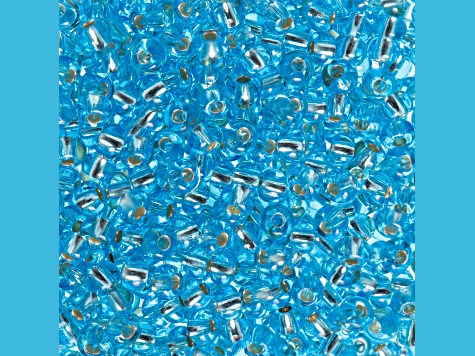 Czech Glass 6/0 Seed Beads Silver Lined Aqua 23 Gram Vial