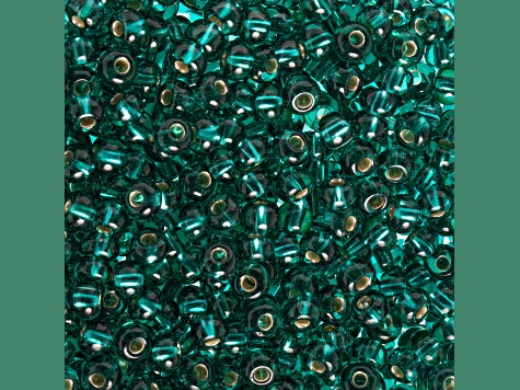 Czech Glass 6/0 Seed Beads Silver Lined Emerald Color 23 Gram Vial