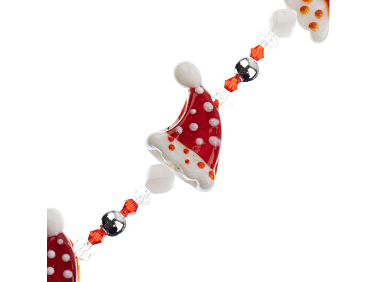 Crystal Lane DIY Glass Lampwork Polka Dot Santa Hat 7" Designer Holiday Christmas Bead Strand