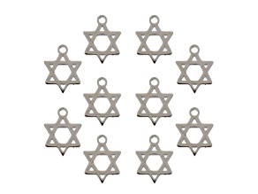 John Bead 8.7x11.2mm Silver Tone Stainless Steel Star of David Sweet & Petite Charms 10 Pieces