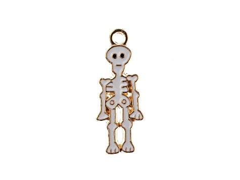 10-Piece Sweet & Petite Halloween Skeleton Small Gold Tone Enamel Charms
