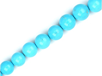 Picture of Natural Blue Turquoise 5mm - 7mm Smooth Rounds Bead Strand, 16" strand length