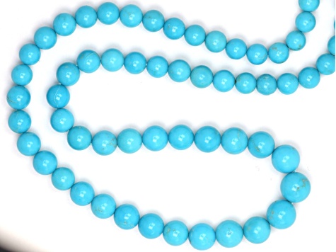Natural Blue Turquoise 5mm - 7mm Smooth Rounds Bead Strand, 16" strand length
