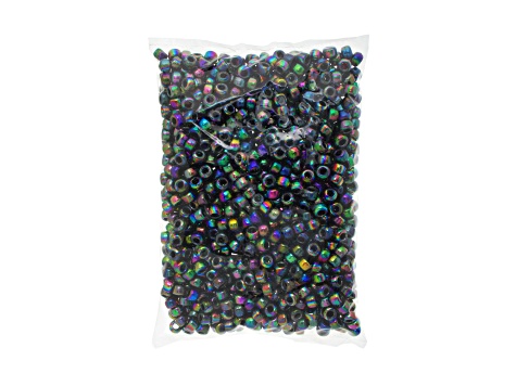 9mm Opaque Iris Black Plastic Pony Beads, 1000pcs