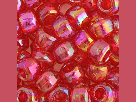 9mm Transparent Iris Raspberry Color Plastic Pony Beads, 1000pcs