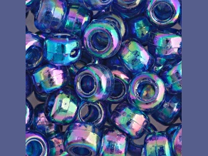 9mm Transparent Iris Dark Sapphire Color Plastic Pony Beads, 1000pcs