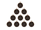 10-Piece Sweet & Petite Black Forever Circle Round Small Gold Tone Enamel Charms