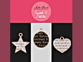 10-Piece Sweet & Petite Black Forever Circle Round Small Gold Tone Enamel Charms