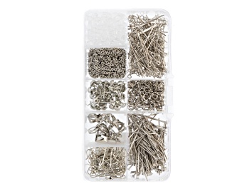 Picture of 8 Slots Silver Jewelry Findings Kit Assortment Box, 671 pcs
