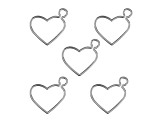 John Bead Silver Tone Alloy Heart Side Link Beadwork Pendants 5 Pieces