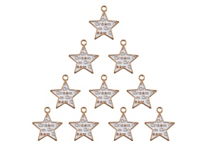 10-Piece Sweet & Petite White Dream Star Small Gold Tone Enamel Charms
