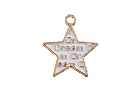 10-Piece Sweet & Petite White Dream Star Small Gold Tone Enamel Charms