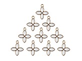 10-Piece Sweet & Petite White Four Petals Small Gold Tone Enamel Charms