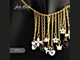 10-Piece Sweet & Petite Black Four Petals Small Gold Tone Enamel Charms