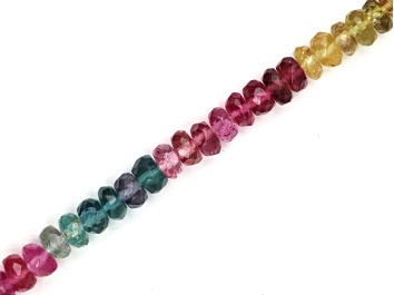 Picture of Watermelon Tourmaline 4mm Hand Faceted Rondelles Gem Grade Bead Strand, 16" strand length