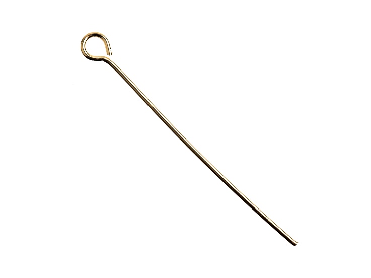 John Bead 35x0.7mm 21 Gauge 18kt Gold Plated Eye Pins 42 Pieces