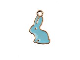 10-Piece Sweet & Petite Light Blue Bunny Rabbit Small Gold Tone Enamel Charms