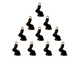 10-Piece Sweet & Petite Black Bunny Rabbit Small Gold Tone Enamel Charms