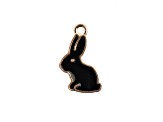 10-Piece Sweet & Petite Black Bunny Rabbit Small Gold Tone Enamel Charms